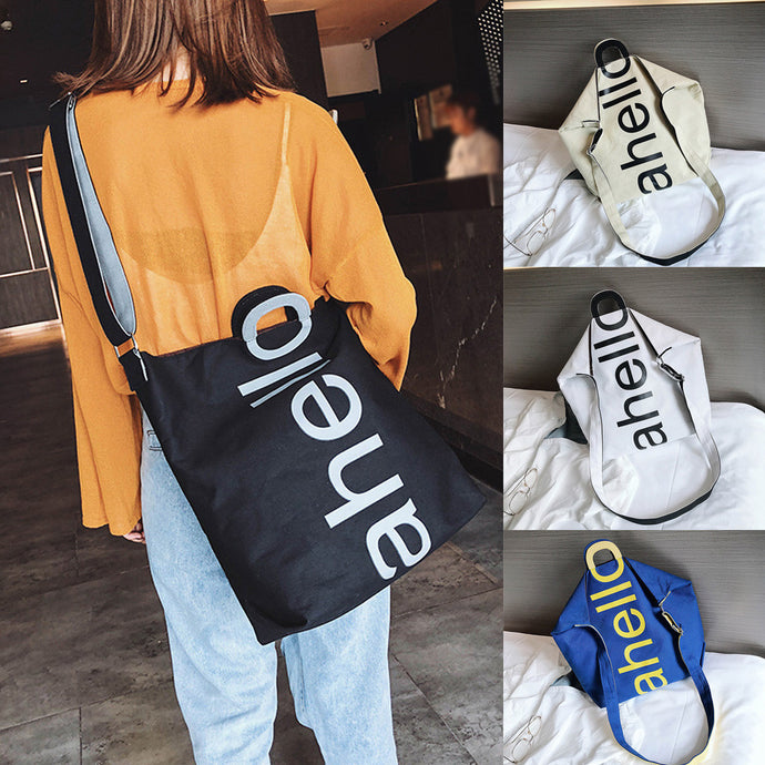 Fashion Women Letter Canvas Messenger Bag Shoulder Bag Hand Bag Travel Bag