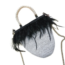 Load image into Gallery viewer, Fashion Women Weave Pearl Feather Crossbody Bag Hand Bag Shoulder Bag