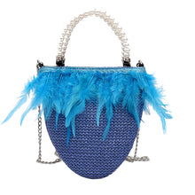 Load image into Gallery viewer, Fashion Women Weave Pearl Feather Crossbody Bag Hand Bag Shoulder Bag